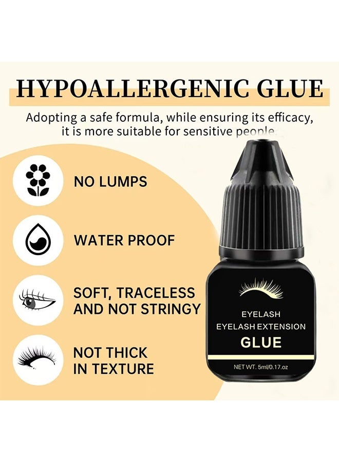 إيلهو غراء تمديد الرموش، غراء احترافي لتمديد الرموش لربط قوي ومرونة عالية، تثبيت فائق، يجف فوراً، منخفض الأبخرة، لاصق أسود قوي جدًا لتمديد الرموش - Image 3